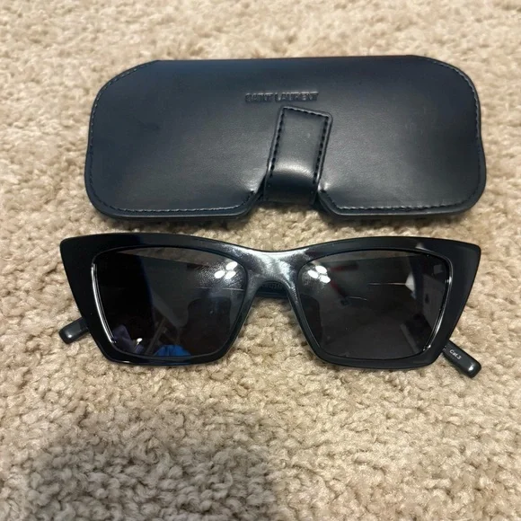 Yves Saint Lauren Mica Black Cat-Eye Sunglasses with Case - Picture 1 of 4